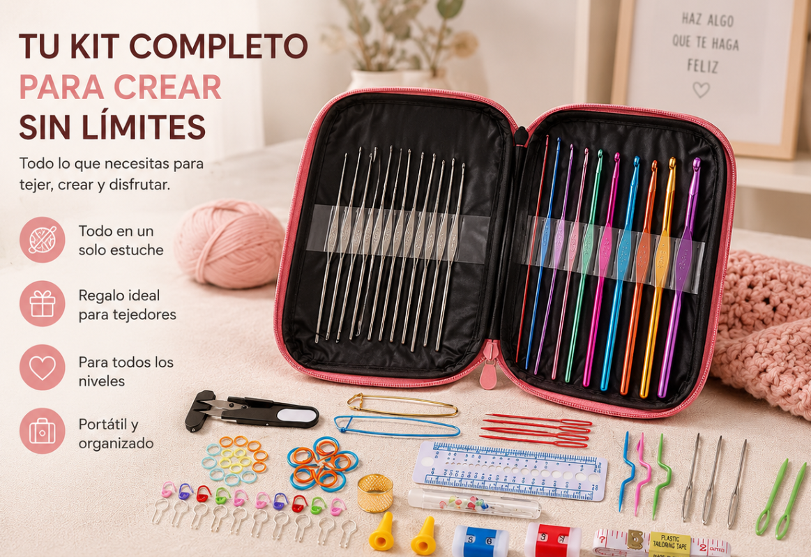 Kit Agujas Accesorios Tejer crochet 100p